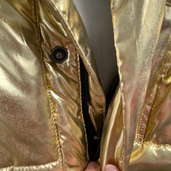 Champion Dream Big Metallic Gold NASA Puffer Jacket Puffy Coat XS Rare Mens - Picture 5 of 10